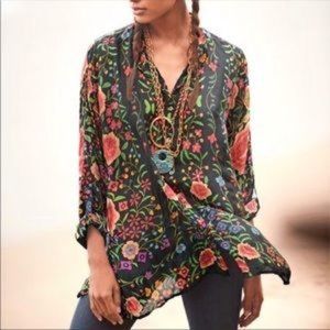 NWOT Johnny Was Emby Floral Silk Blouse L
